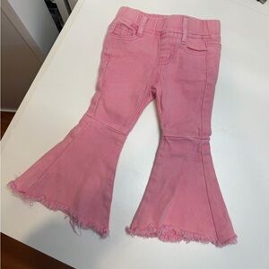 Girls' Pink Flare Hem Casual Pants